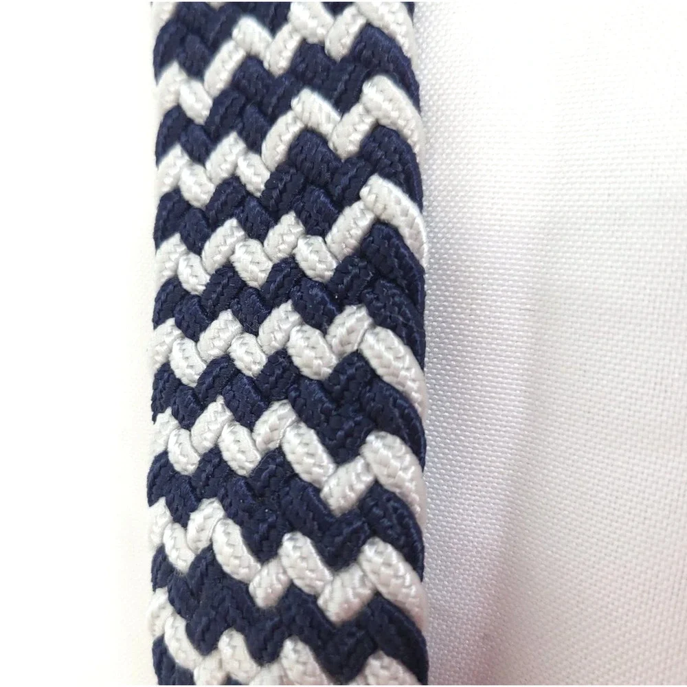 Five Four Belt Navy Blue White Woven Chevron Men Size‎ L Causal Preppy Nautical